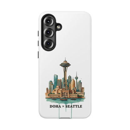Coque de téléphone résistante Doha x Seattle Skyline — Protection pour téléphone inspirée de la ville