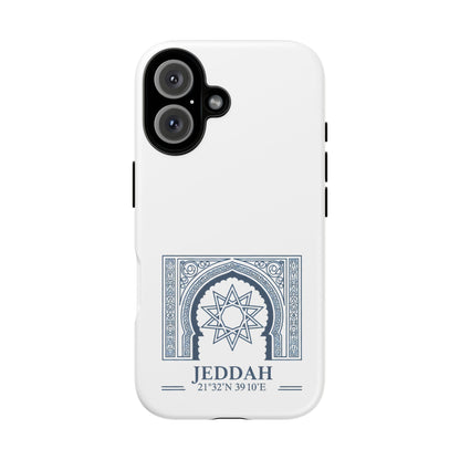 Jeddah Coordinates Phone Case — Blue Islamic Arch Travel Souvenir