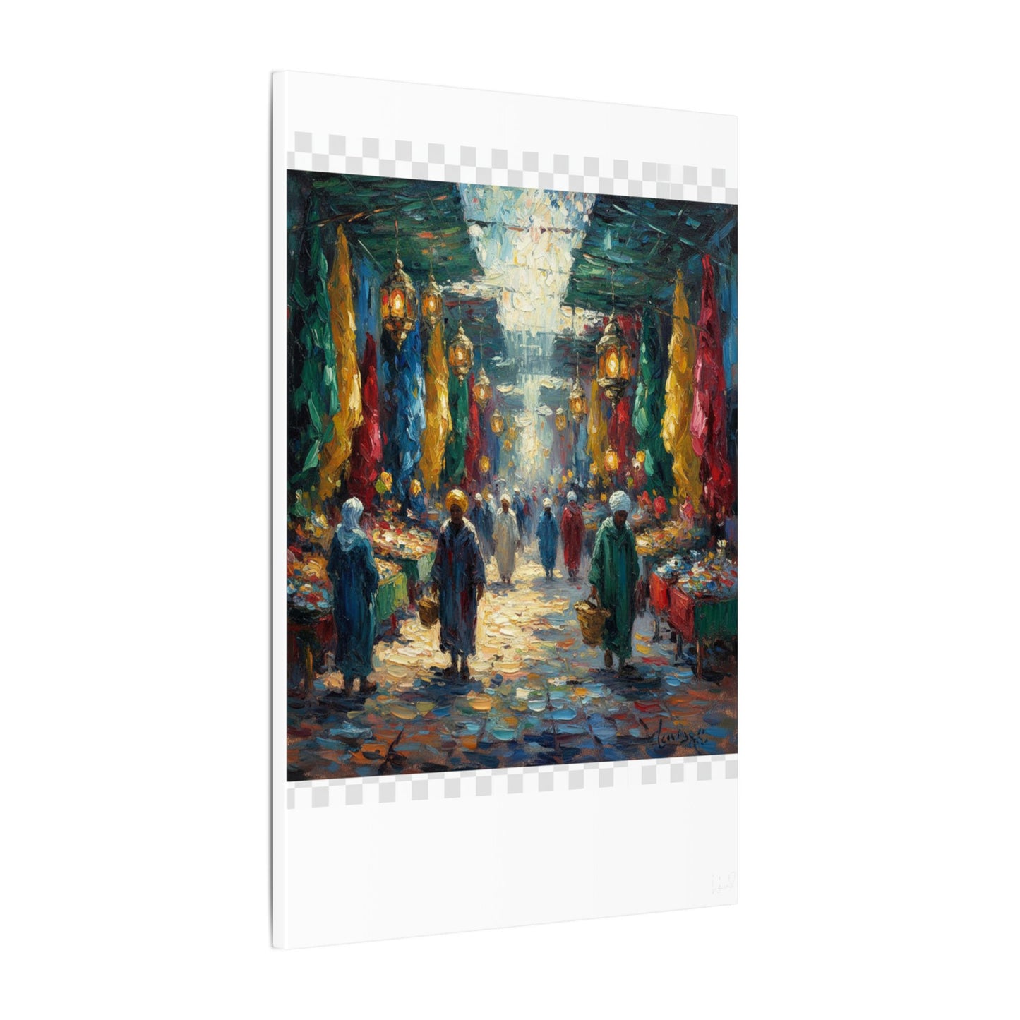 Middle Eastern Market Matte Canvas Wall Art — Colorful Bazaar Street Scene