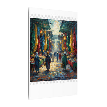 Middle Eastern Market Matte Canvas Wall Art — Colorful Bazaar Street Scene
