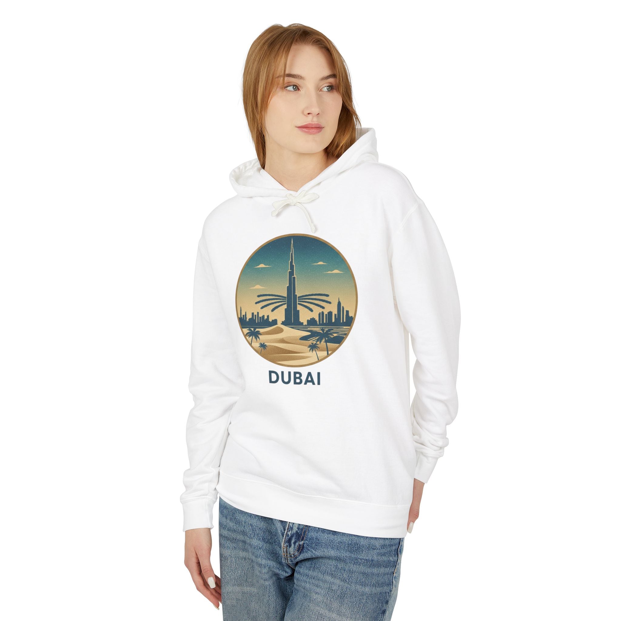 Dubai Skyline Hoodie — Vintage Desert Sunset Travel Sweatshirt