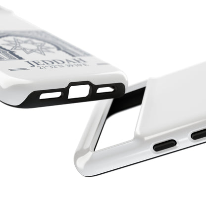 Jeddah Coordinates Phone Case — Arabic Arch Geometric Design