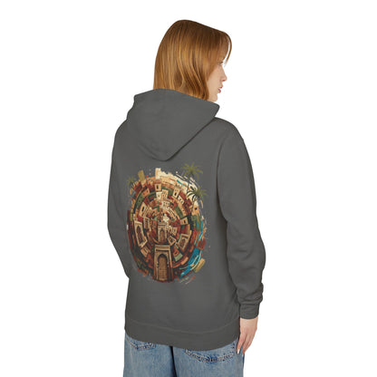 Lightweight Hoodie — Vintage Moroccan Medina Circle Back Print
