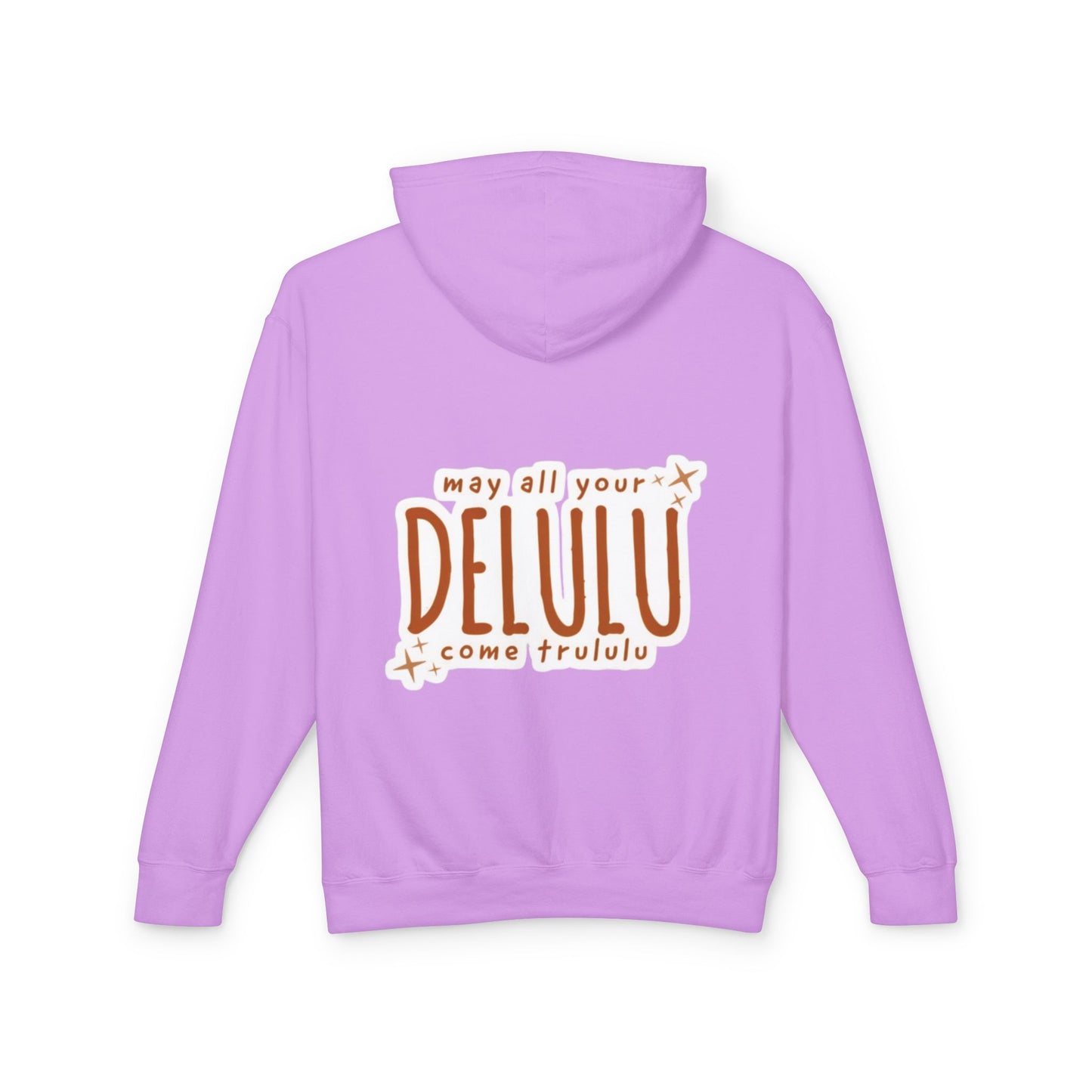 Delulu Hoodie — "may all your DELULU come trululu" Graphic Lightweight Hooded Sweatshirt