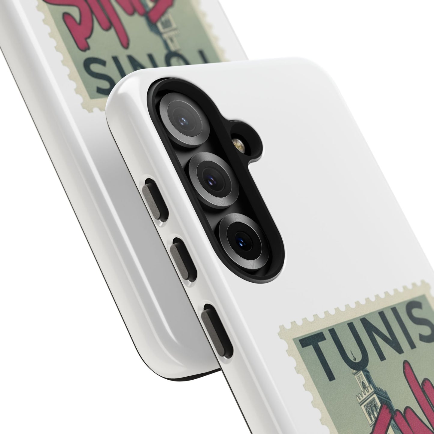 Coque de téléphone résistante à motif timbre vintage de Tunis — Étui de téléphone rétro pour voyage en Tunisie