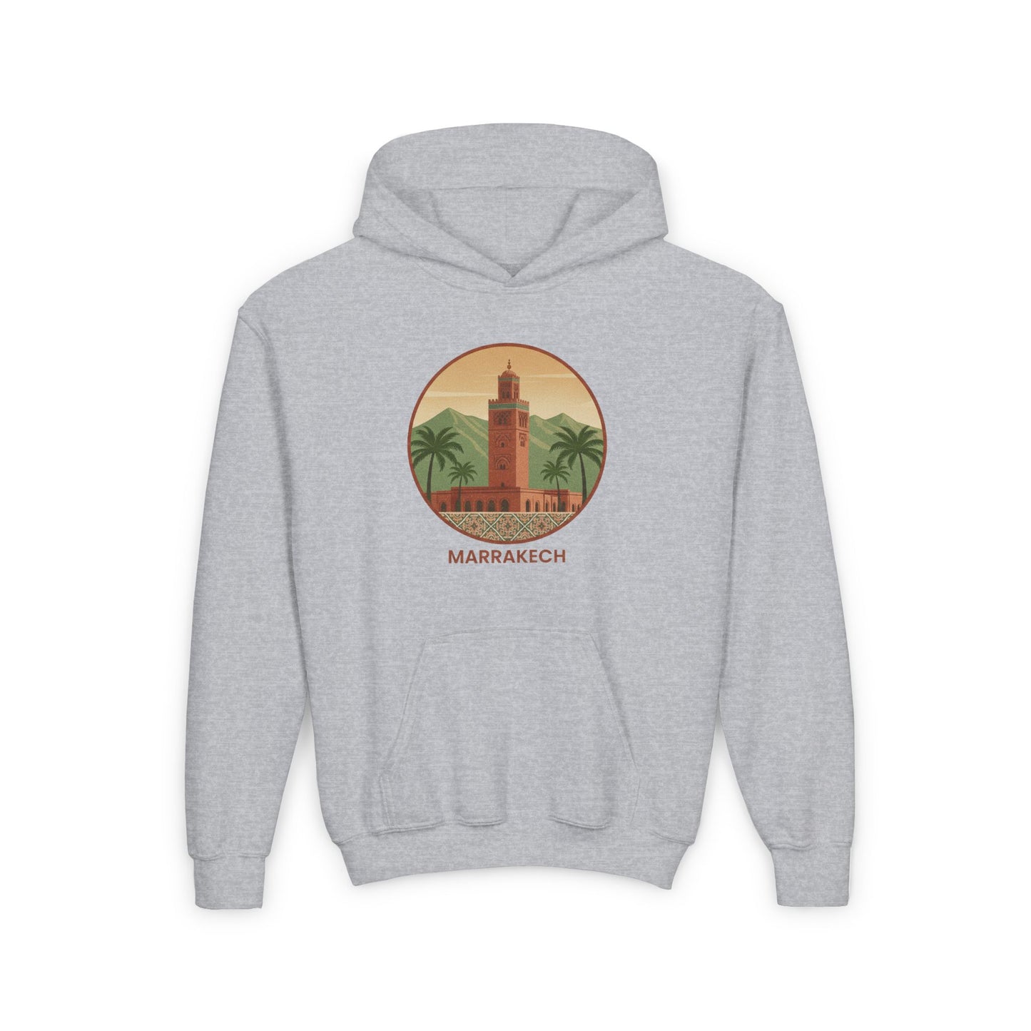 Marrakech Youth Hoodie – Vintage Palm Sunset Travel Sweatshirt