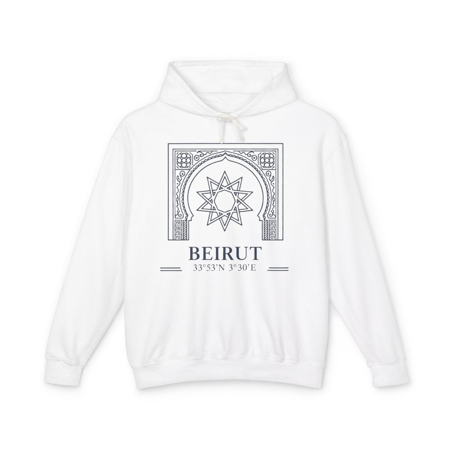 Beirut Arch Graphic Hoodie — Minimalist Beirut Coordinates Sweatshirt