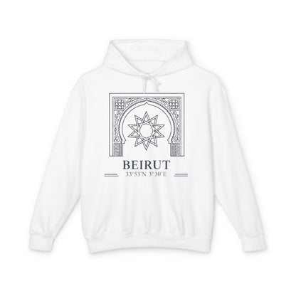 Beirut Arch Graphic Hoodie — Minimalist Beirut Coordinates Sweatshirt