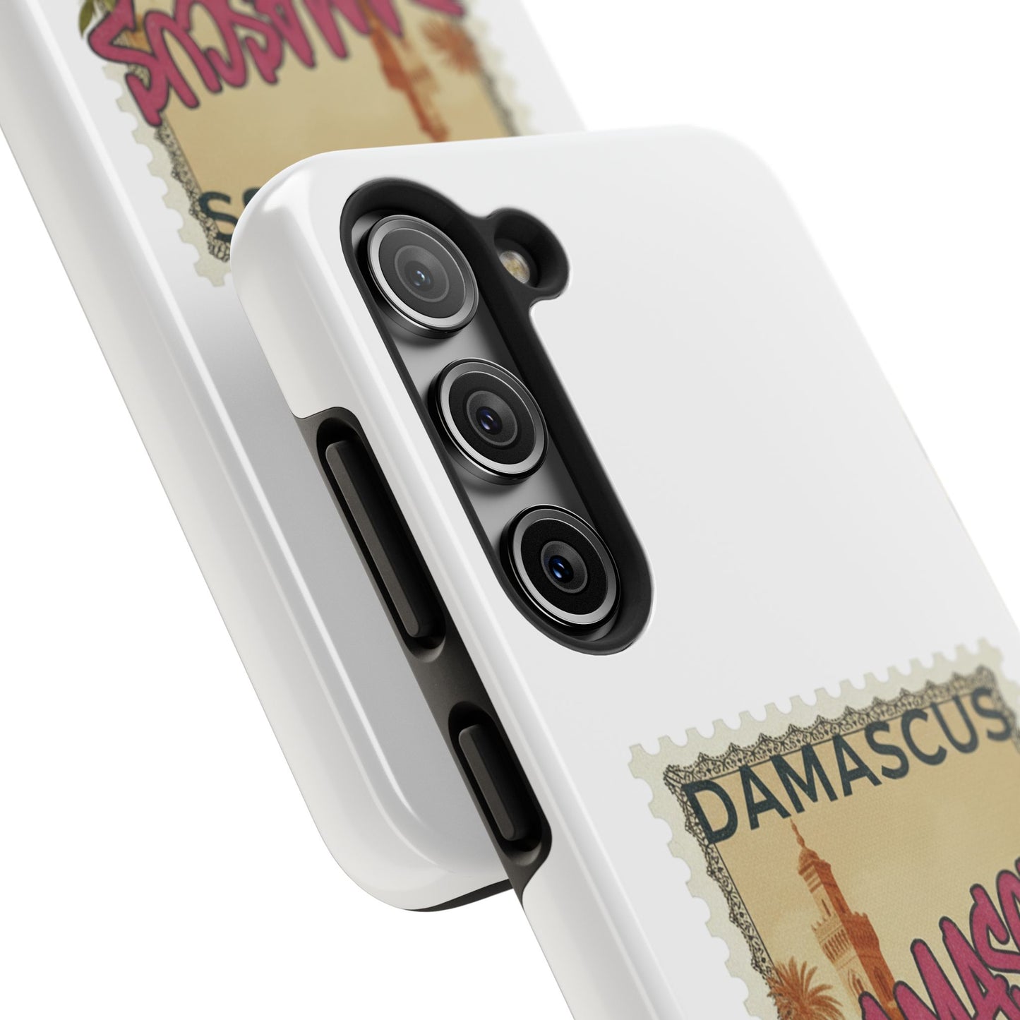 Étui de téléphone résistant à motif de timbres vintage Damas — Coque de téléphone rétro pour voyage