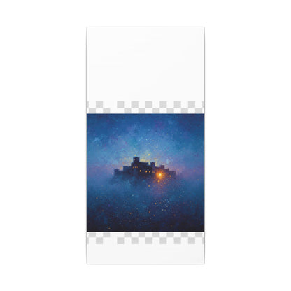 Tableau sur toile mate « Forteresse de la Nuit Étoilée » — Paysage mystique de château bleu