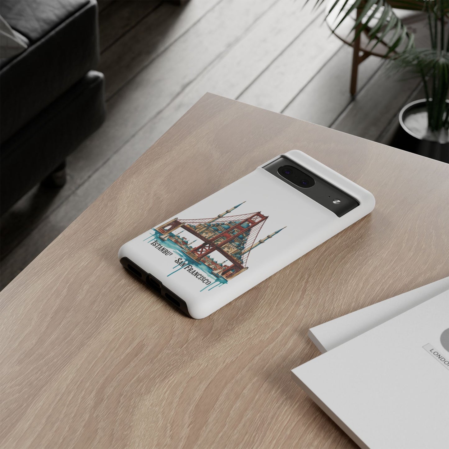 City Bridge Phone Case — Istanbul × San Francisco Illustrated Travel Design