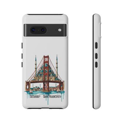 City Bridge Phone Case — Istanbul × San Francisco Illustrated Travel Design