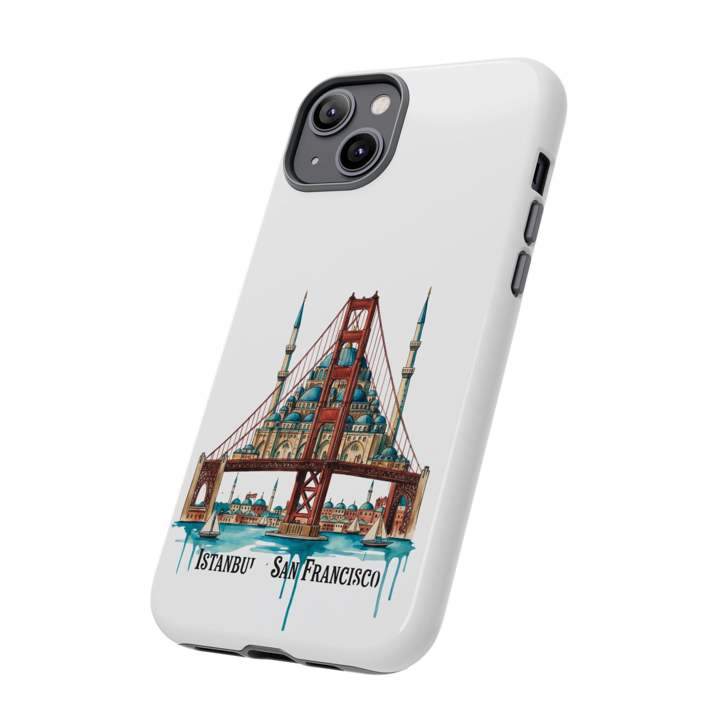 City Bridge Phone Case — Istanbul × San Francisco Illustrated Travel Design