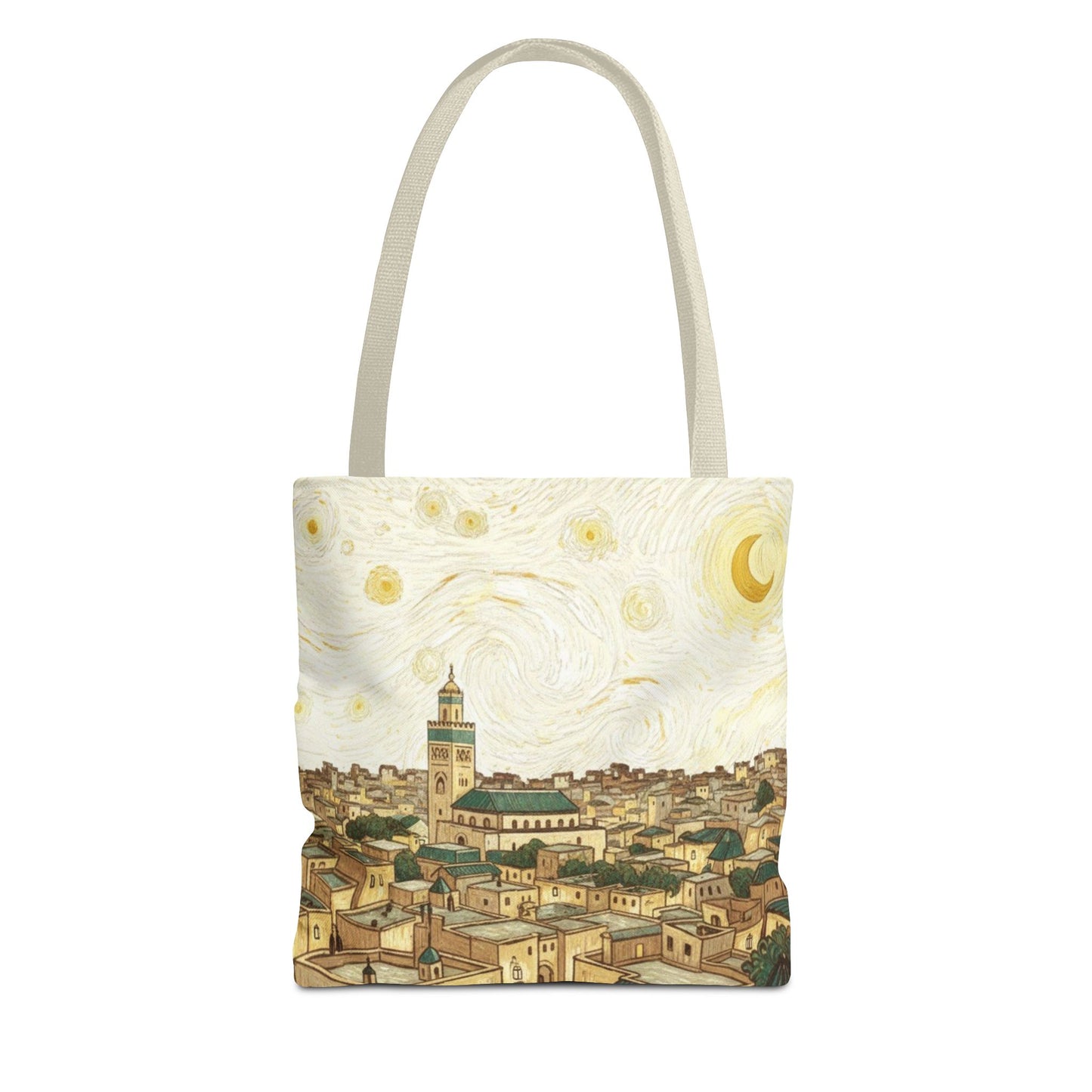 Starry Night Cityscape Tote Bag — Vintage Moroccan Skyline All-Over Print