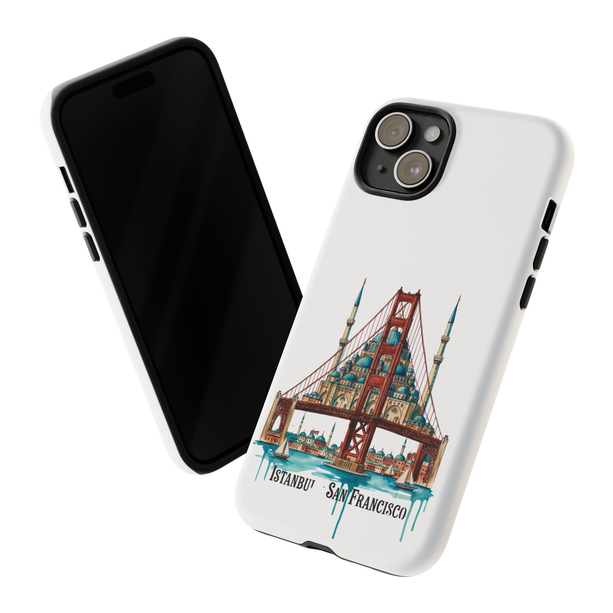 City Bridge Phone Case — Istanbul × San Francisco Illustrated Travel Design