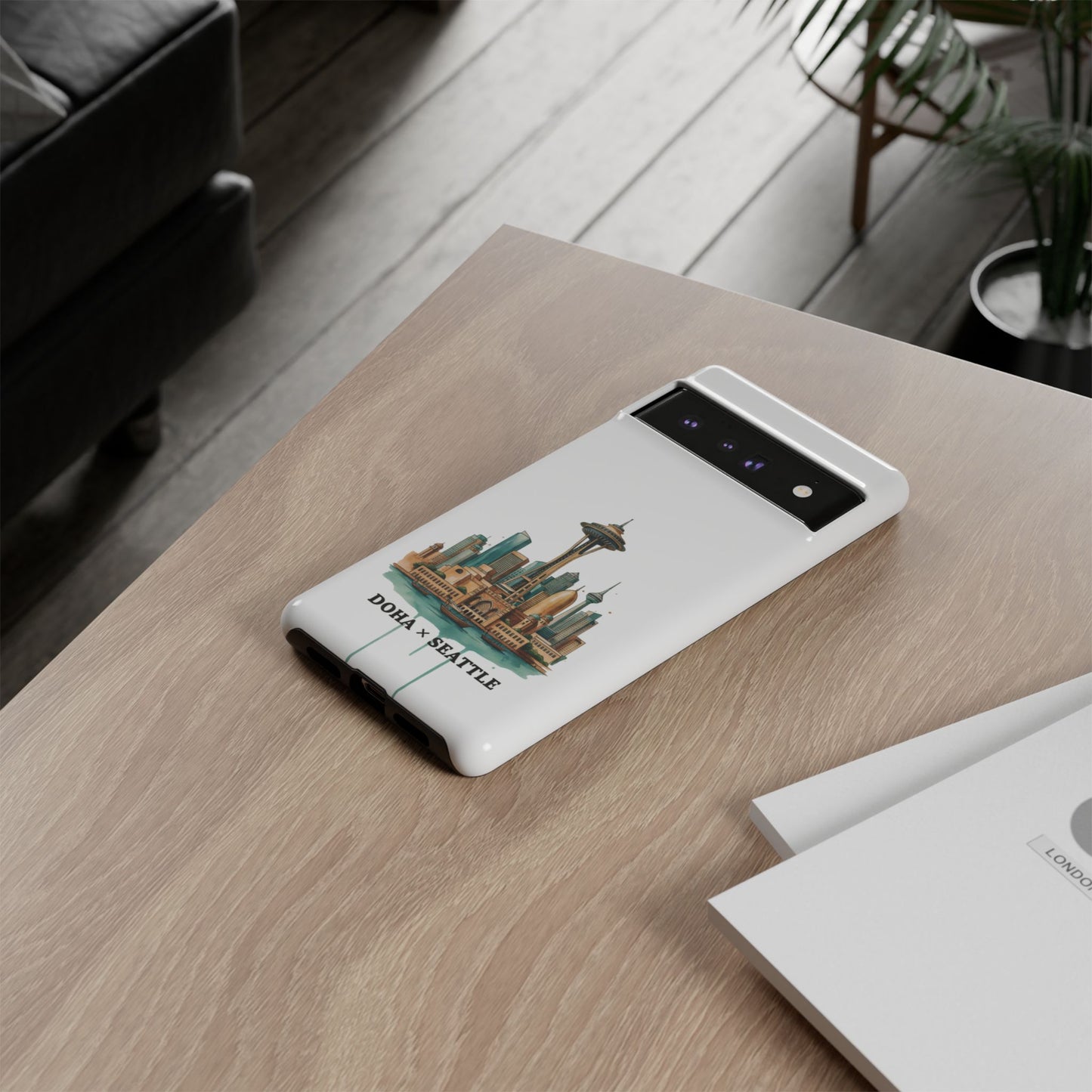 Coque de téléphone résistante Doha x Seattle Skyline — Protection pour téléphone inspirée de la ville