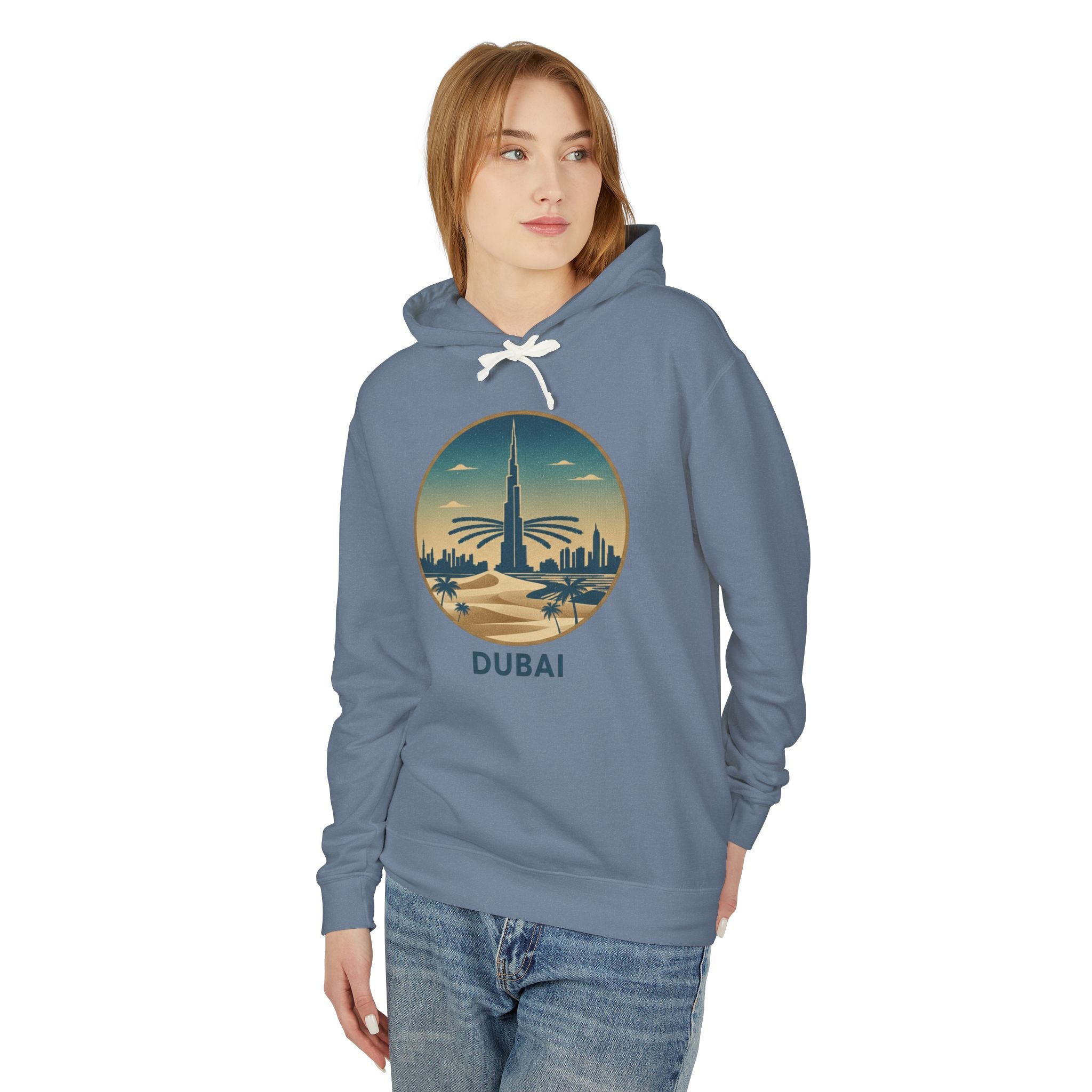 Dubai Skyline Hoodie — Vintage Desert Sunset Travel Sweatshirt