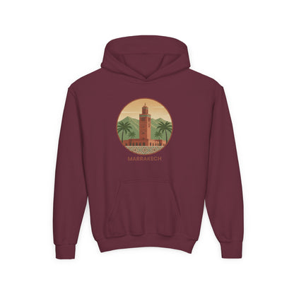 Marrakech Youth Hoodie – Vintage Palm Sunset Travel Sweatshirt