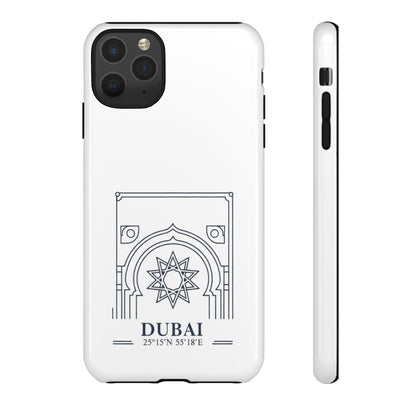 Dubai Architectural Phone Case — Minimal Souvenir Travel Design with Coordinates