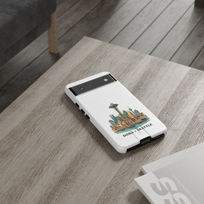 Coque de téléphone résistante Doha x Seattle Skyline — Protection pour téléphone inspirée de la ville