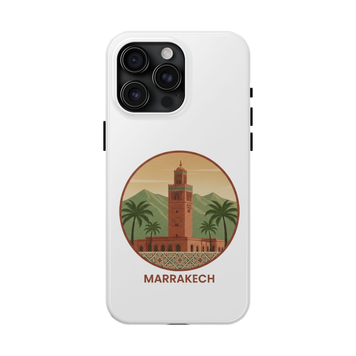 Marrakech Travel Phone Case — Vintage Moroccan Koutoubia Tower Design