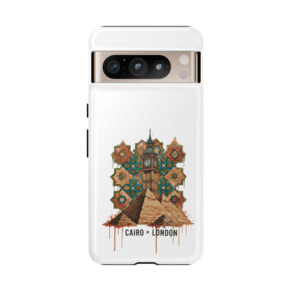 Cairo × London Phone Case — Vintage Mosaic Pyramids & Big Ben Travel Design
