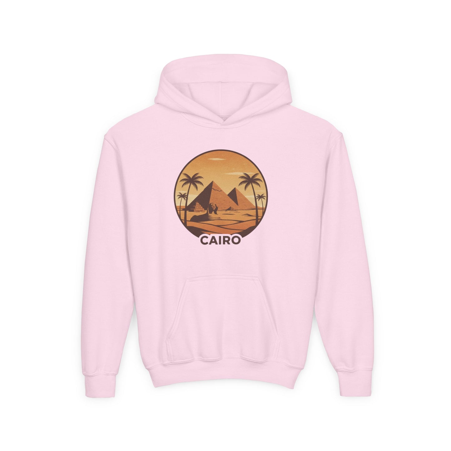 Youth Hoodie - Cairo Retro Pyramids Sunset Graphic