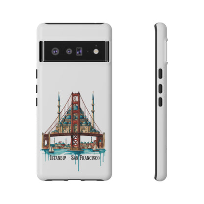 City Bridge Phone Case — Istanbul × San Francisco Illustrated Travel Design