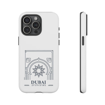 Dubai Architectural Phone Case — Minimal Souvenir Travel Design with Coordinates