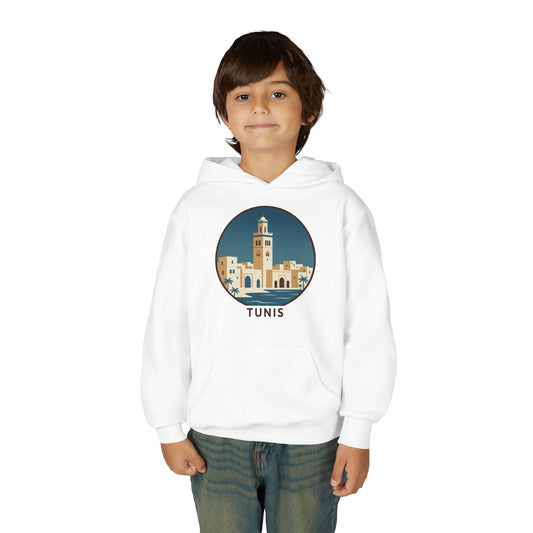 Tunis Youth Hoodie — Retro Tunis Cityscape Sweatshirt