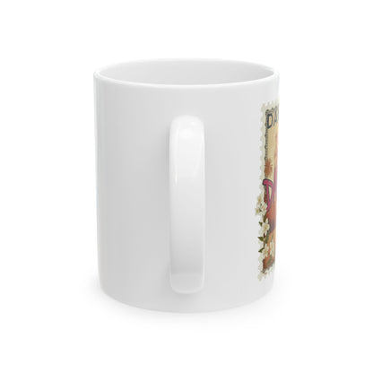 Damascus Vintage Stamp Ceramic Mug — Retro Travel Coffee Cup (11oz & 15oz)