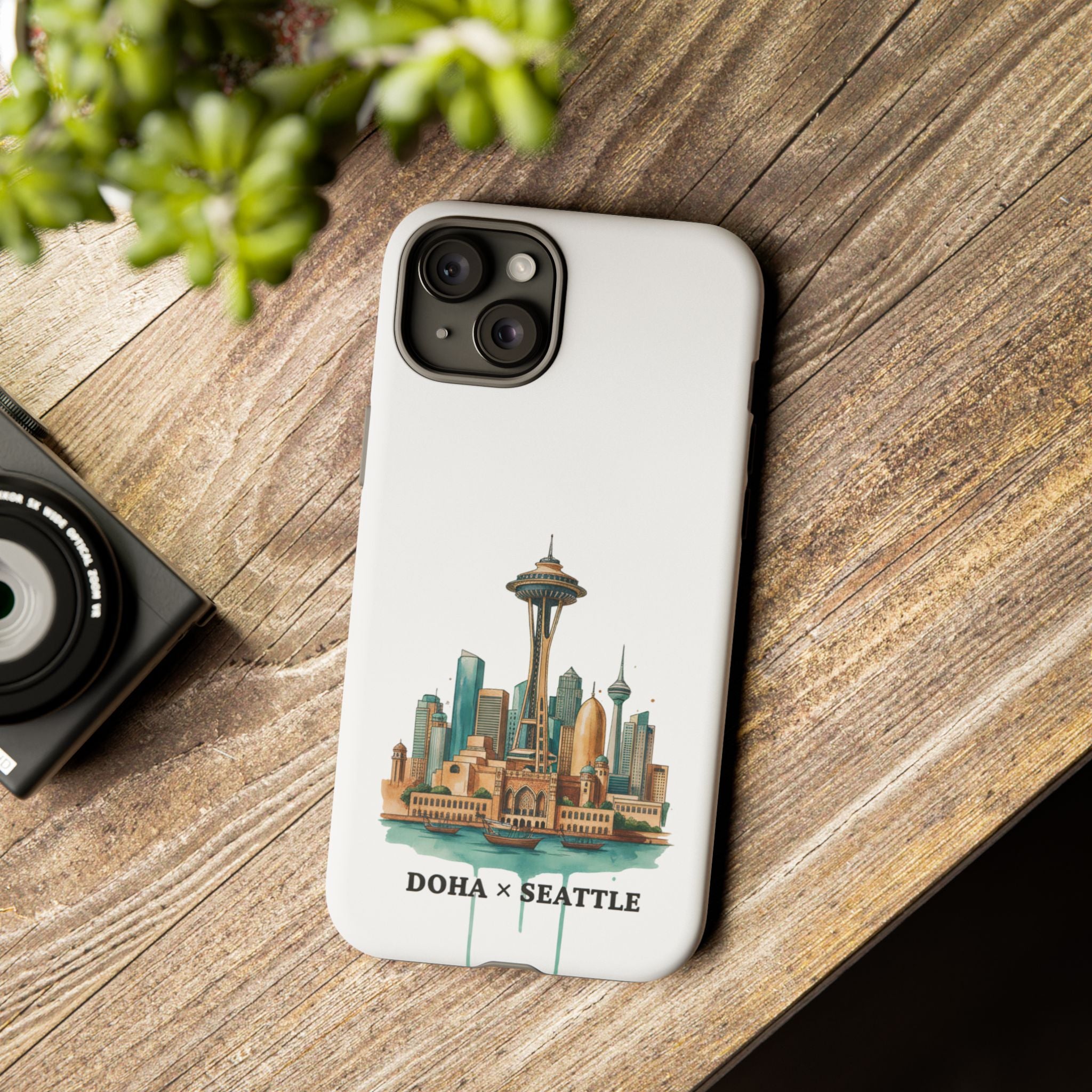 Doha x Seattle Skyline Tough Phone Case — Cityscape Protective Phone Cover