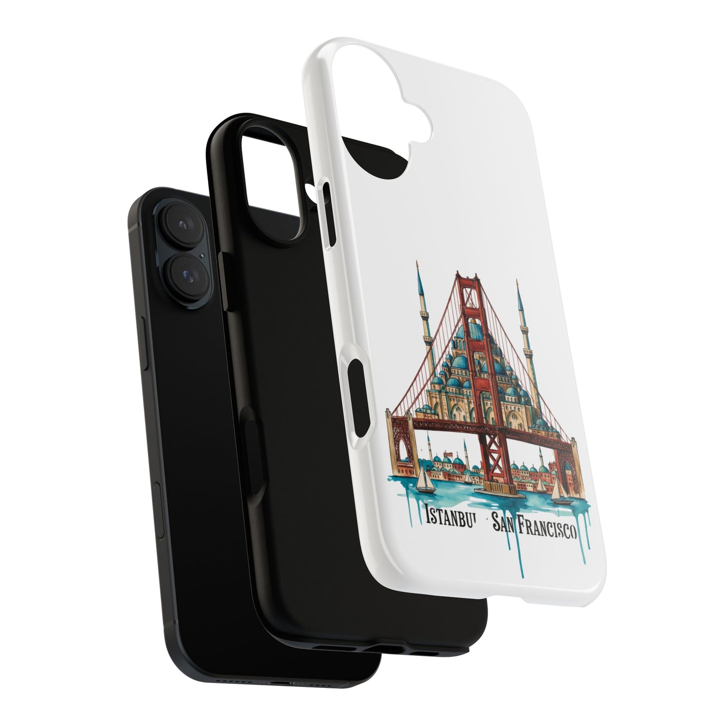 City Bridge Phone Case — Istanbul × San Francisco Illustrated Travel Design