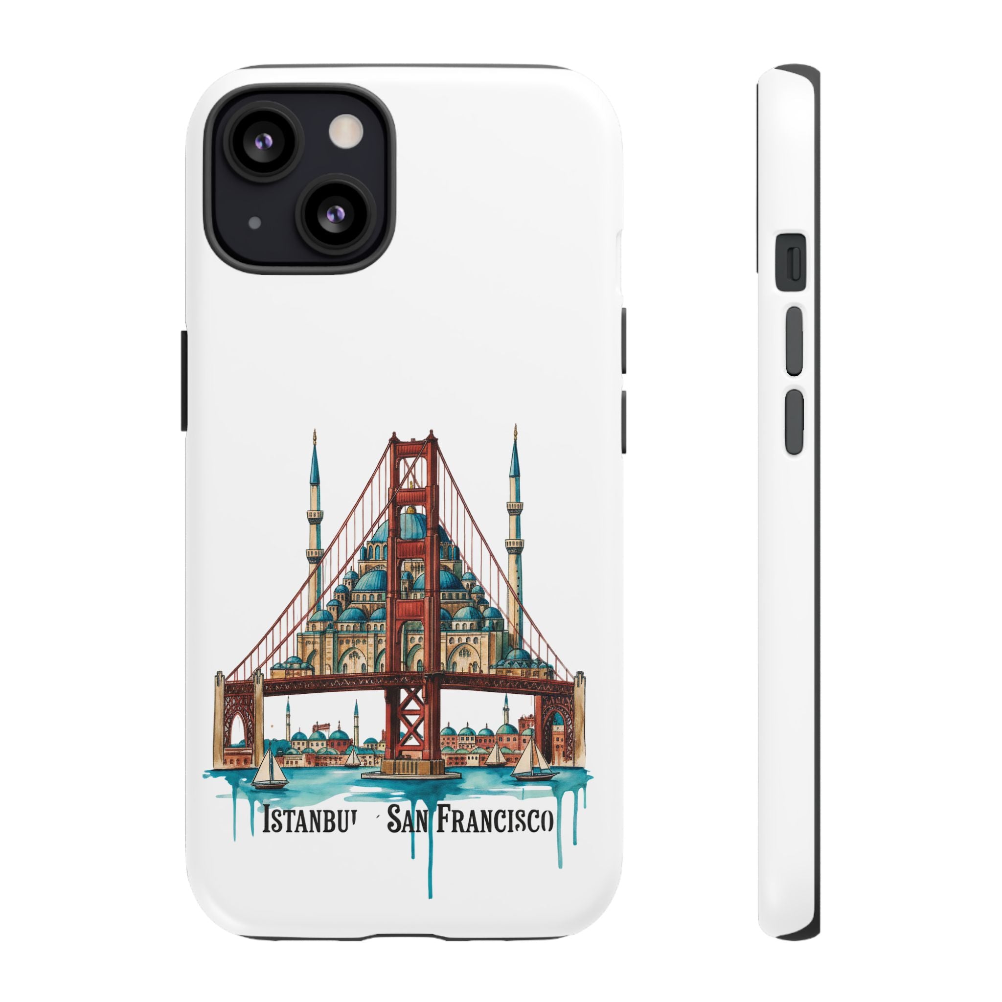 City Bridge Phone Case — Istanbul × San Francisco Illustrated Travel Design