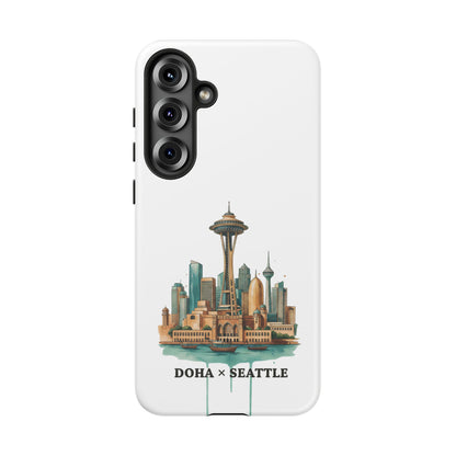 Coque de téléphone résistante Doha x Seattle Skyline — Protection pour téléphone inspirée de la ville
