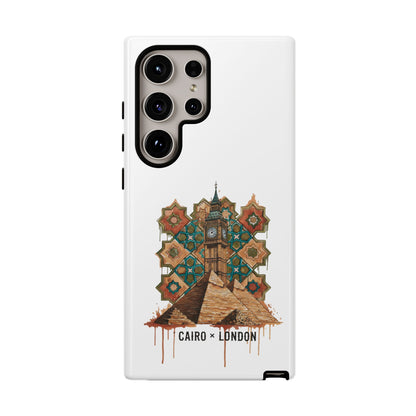 Cairo × London Phone Case — Vintage Mosaic Pyramids & Big Ben Travel Design