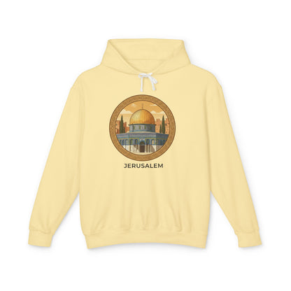 Jerusalem Dome Graphic Hoodie — Vintage Holy City Travel Sweatshirt