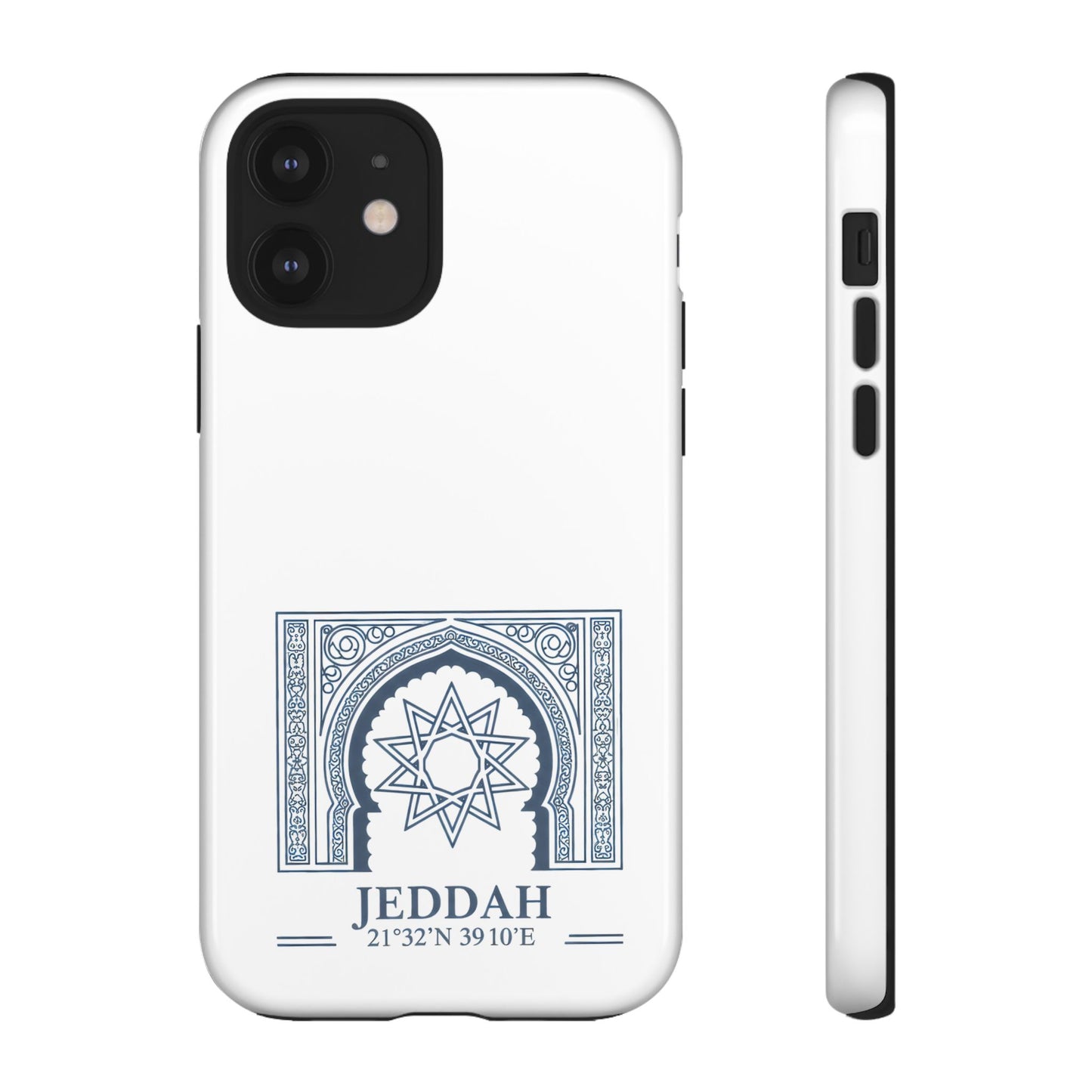 Jeddah Coordinates Phone Case — Blue Islamic Arch Travel Souvenir