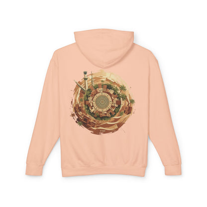 SPIRAL OASIS MIDDLE EAST DEPICTION Unisex Lightweight Hooded Sweatshirt