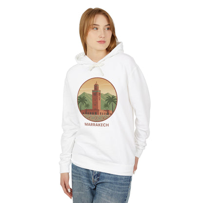 Marrakech Vintage Travel Hoodie — Retro Palm Tree Morocco Sweatshirt
