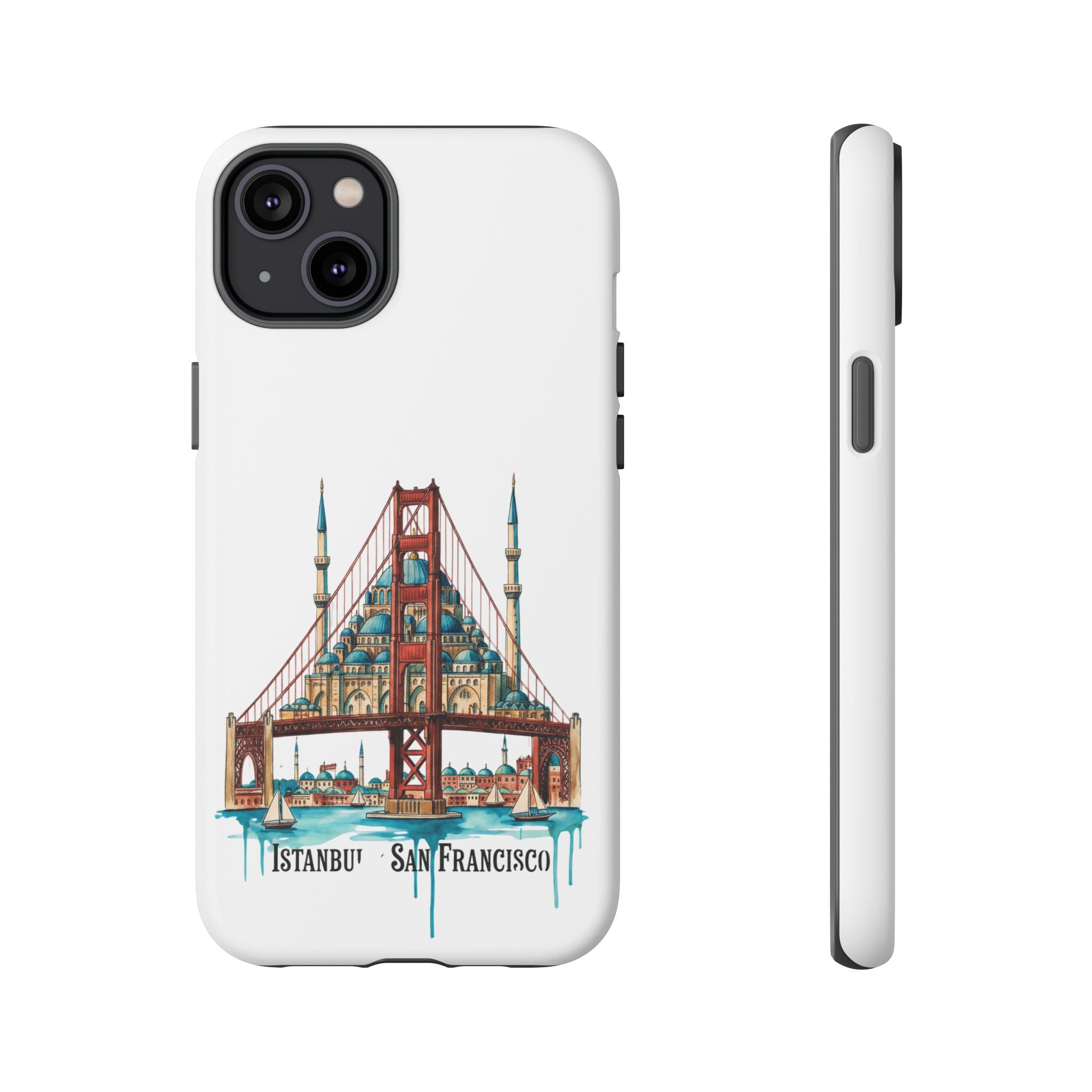 City Bridge Phone Case — Istanbul × San Francisco Illustrated Travel Design