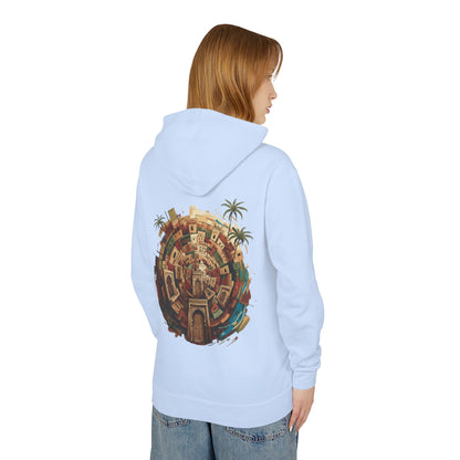 Lightweight Hoodie — Vintage Moroccan Medina Circle Back Print