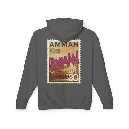 Amman Stamp Hoodie — Vintage Jordan Travel Graphic Sweatshirt