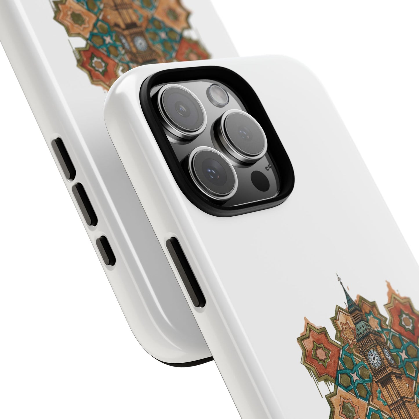 Cairo × London Phone Case — Vintage Mosaic Pyramids & Big Ben Travel Design