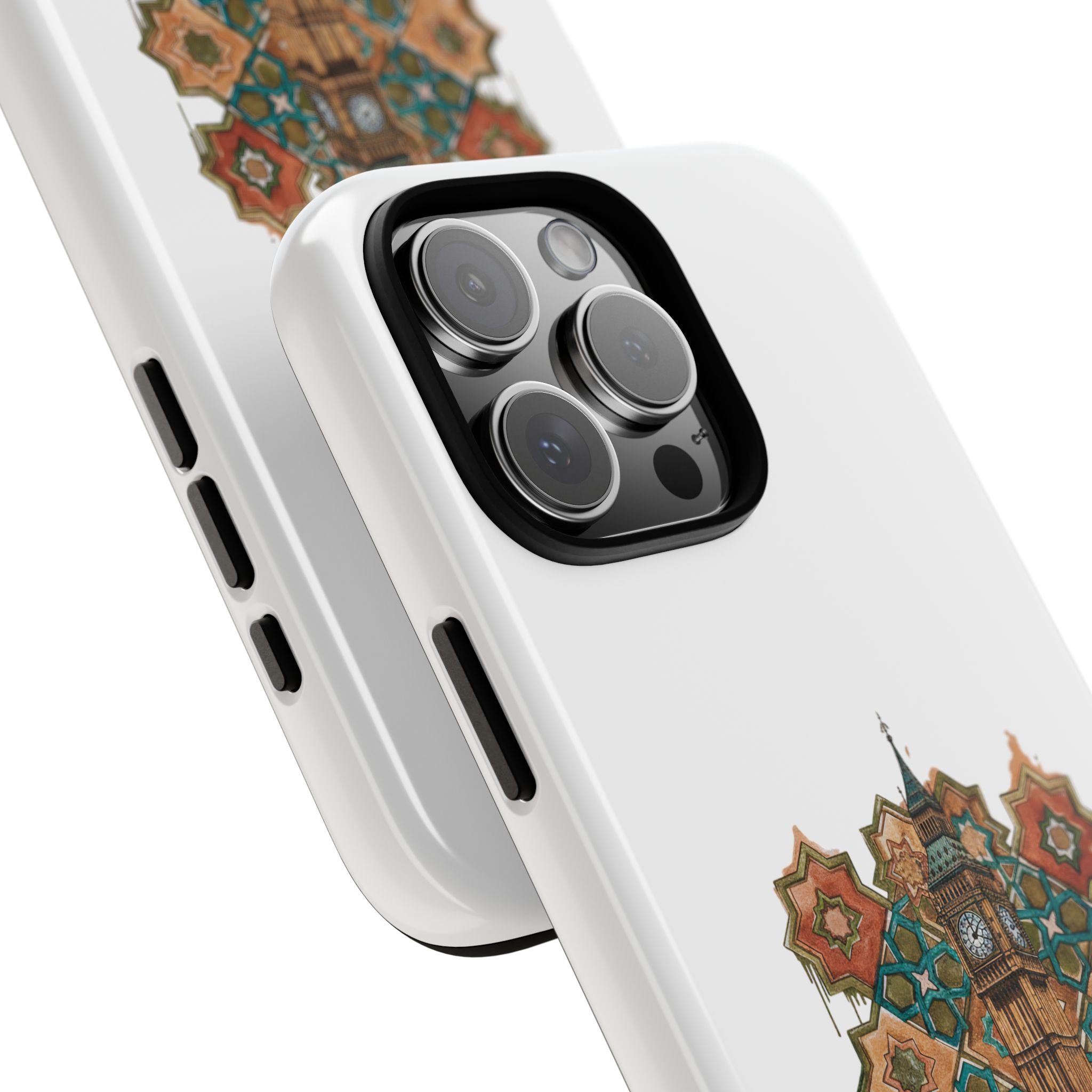 Cairo × London Phone Case — Vintage Mosaic Pyramids & Big Ben Travel Design