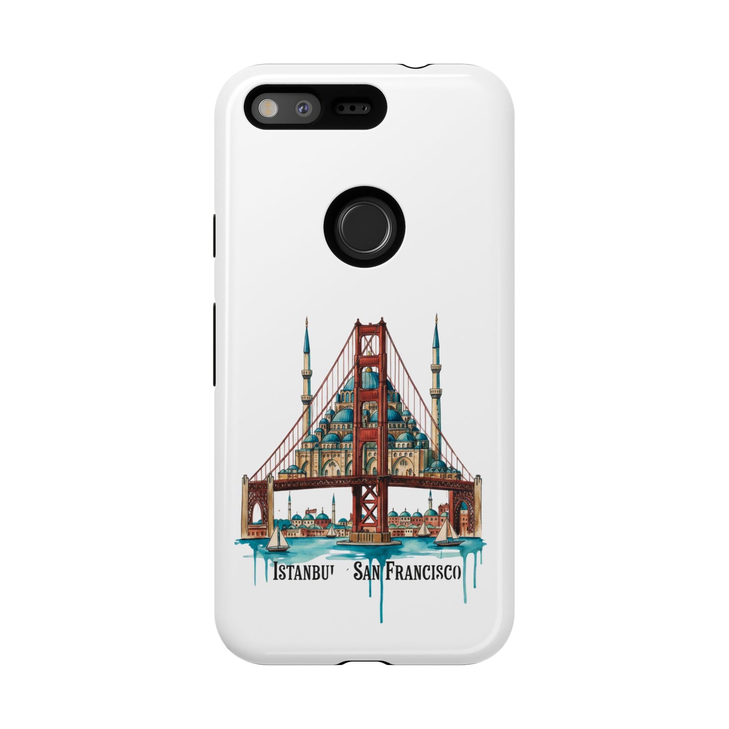 City Bridge Phone Case — Istanbul × San Francisco Illustrated Travel Design