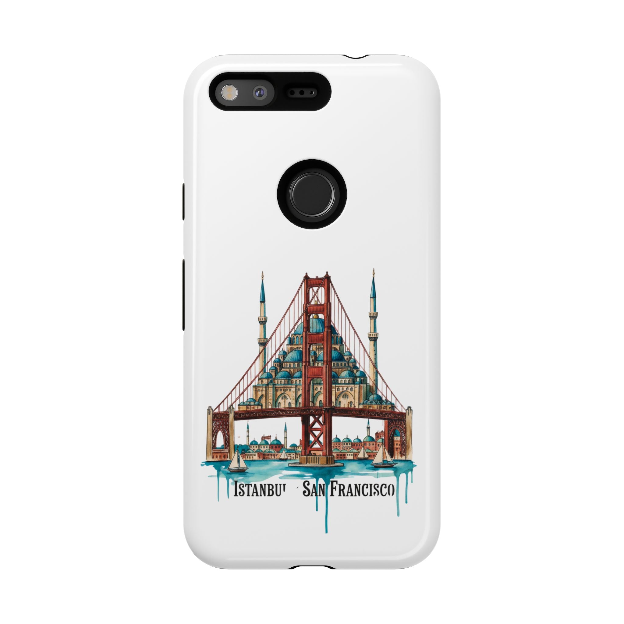 City Bridge Phone Case — Istanbul × San Francisco Illustrated Travel Design