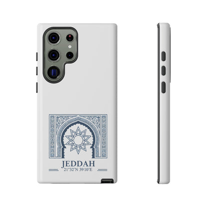 Jeddah Coordinates Phone Case — Blue Islamic Arch Travel Souvenir