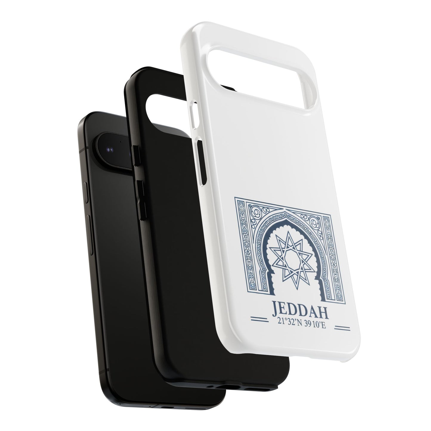 Jeddah Coordinates Phone Case — Blue Islamic Arch Travel Souvenir