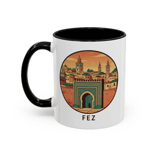 Fez Landmark Accent Coffee Mug — Moroccan Cityscape Travel Souvenir (11/15oz)